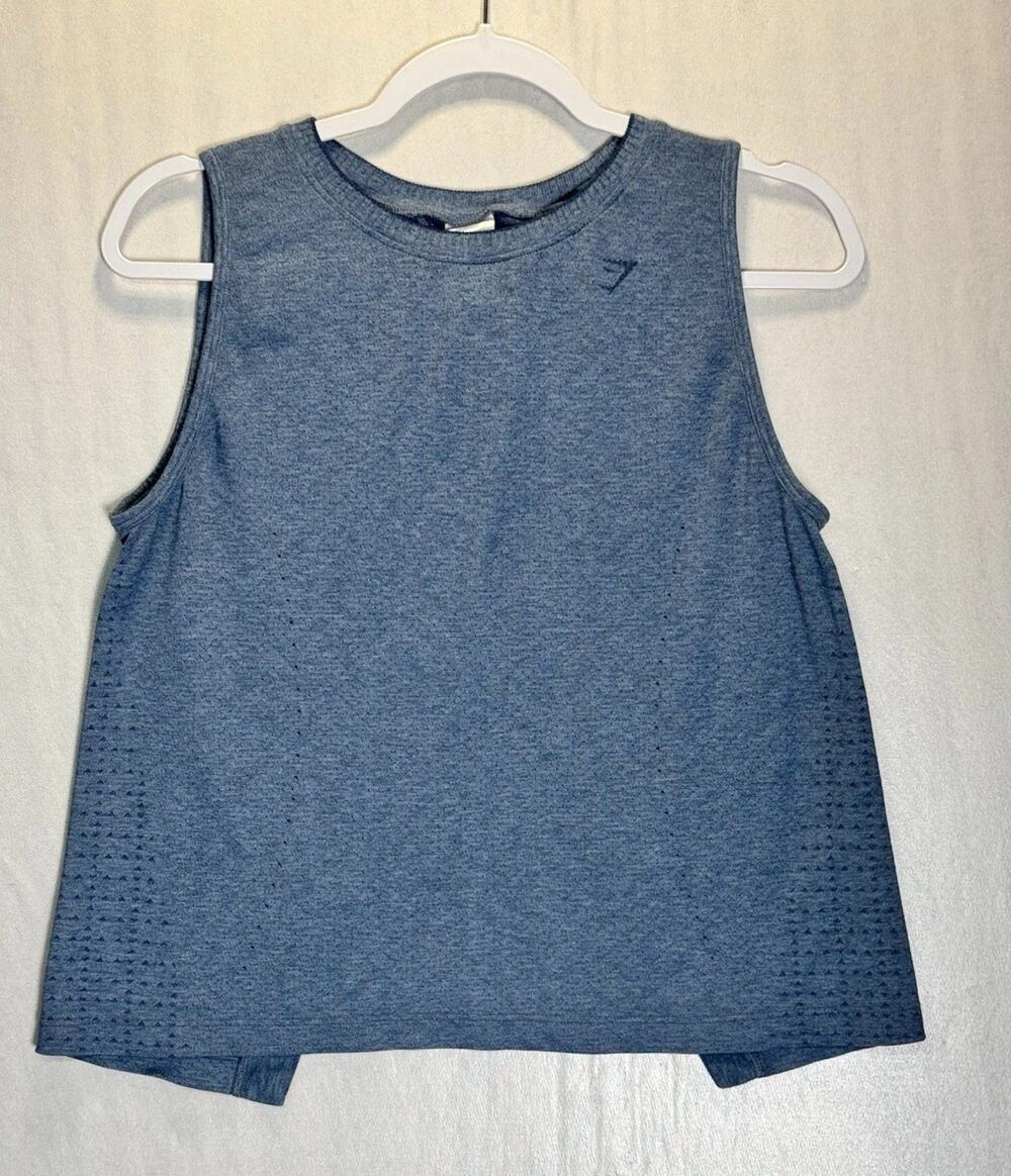 Gymshark Womens Apex Seamless Open Back Workout Tank Top Blue Activewear Small